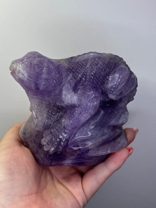 Amethyst Echse Handgeschnitzt